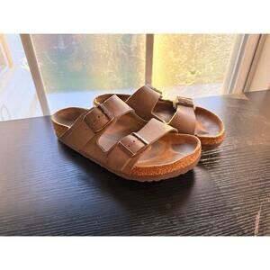 Birkenstock Arizona Brown Birko Flor Double Strap Sandals Womens Size 38 US 7